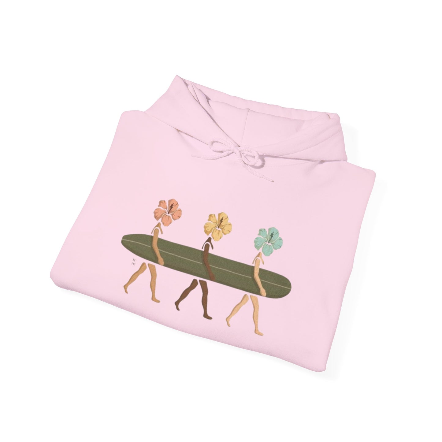 Flower Surfers Coastal Peach Hooded Sweatshirt