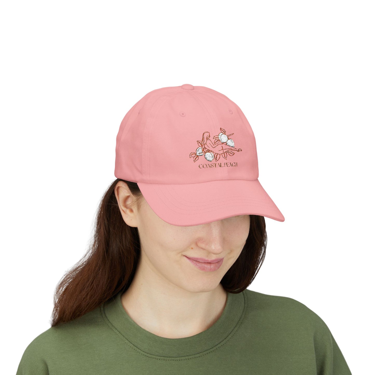 Eve's Coastal Peach Embroidered Dad Hat – Baby Pink