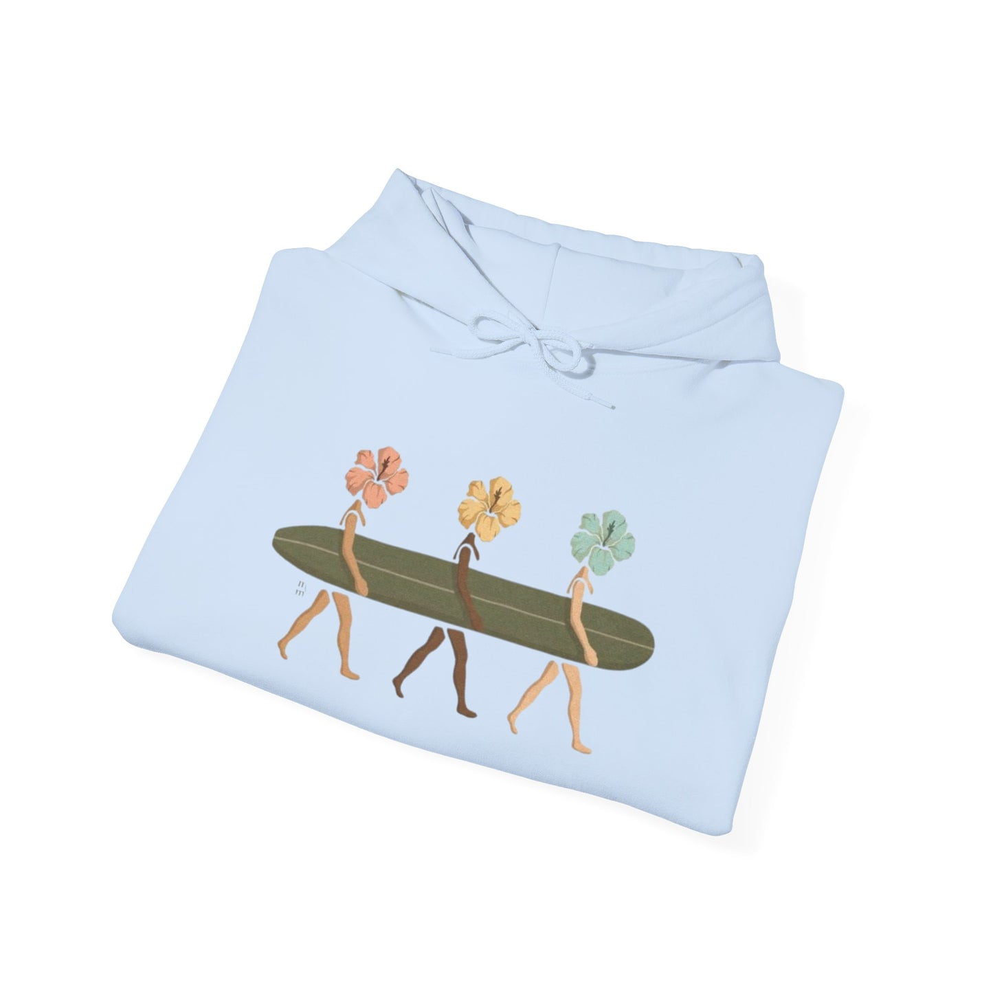 Flower Surfers Coastal Peach Hooded Sweatshirt