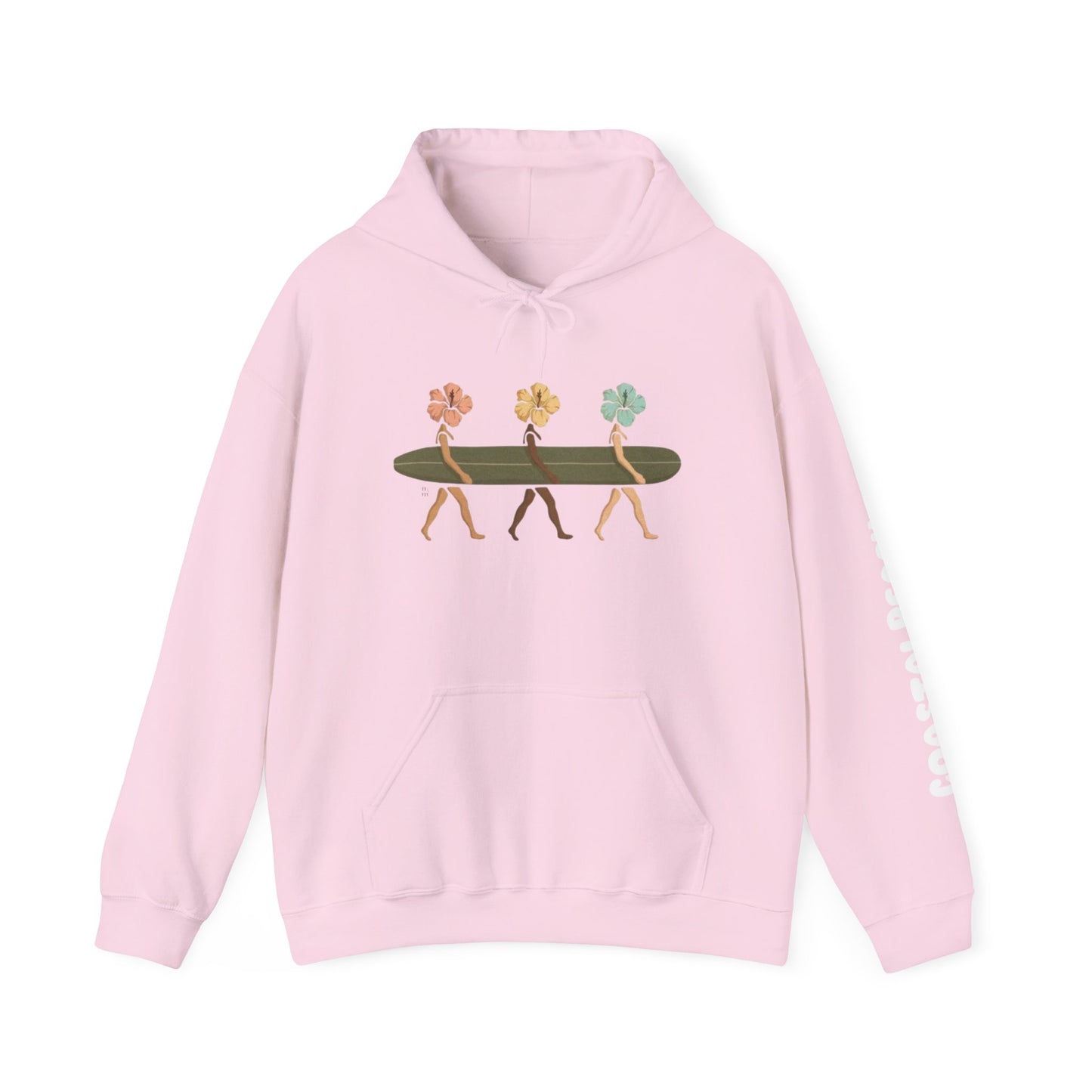 Flower Surfers Coastal Peach Hooded Sweatshirt