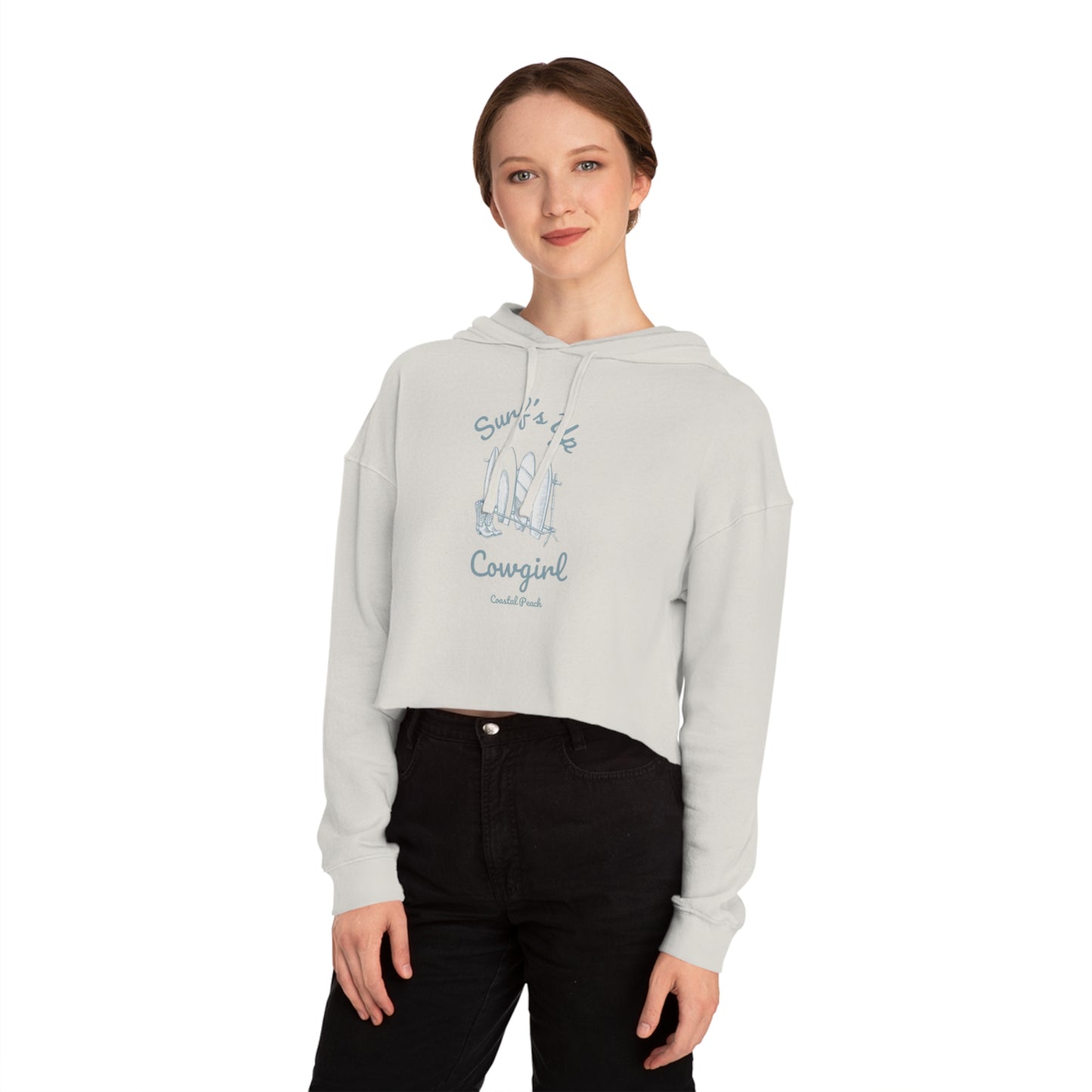 Surf’s Up Cowgirl Cropped Hoodie Bone