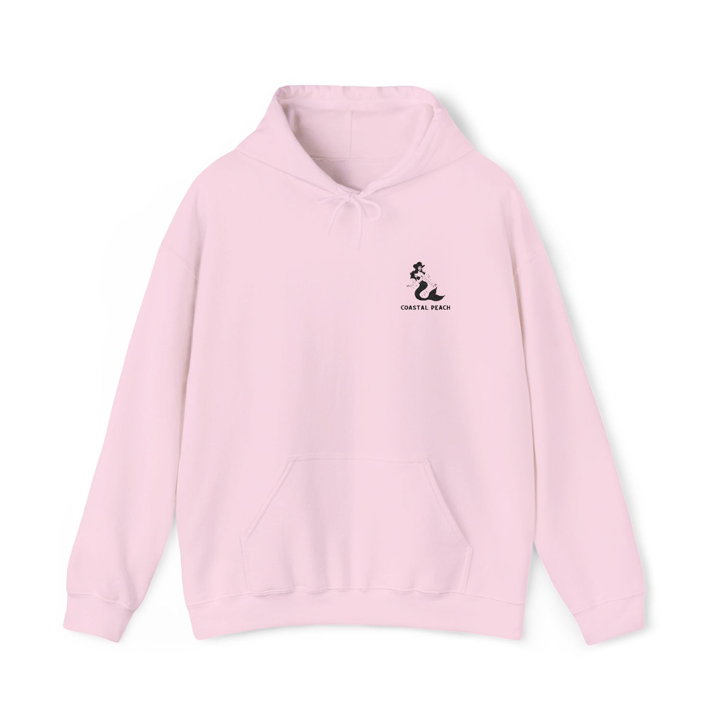 Coastal Peach Mermaid Embroidered Hoodie