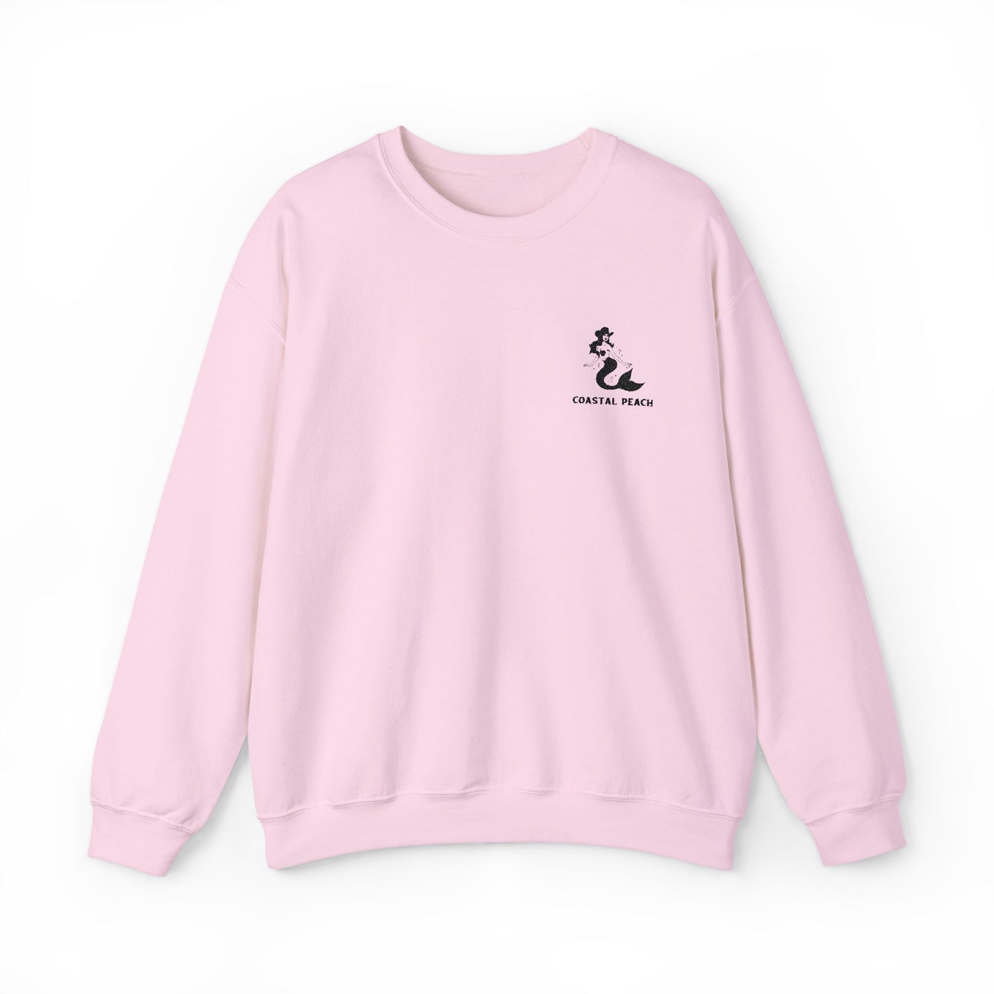 Coastal Peach Mermaid Embroidered Sweatshirt