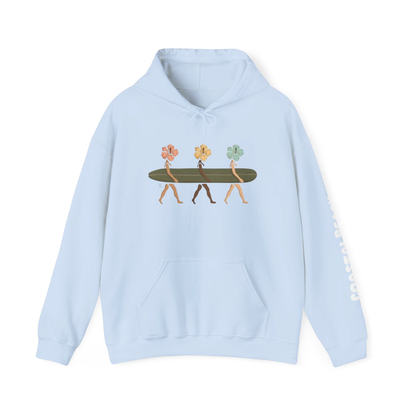 Flower Surfers Coastal Peach Hooded Sweatshirt