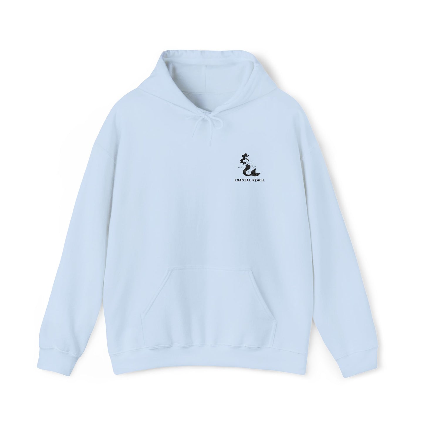 Coastal Peach Mermaid Embroidered Hoodie