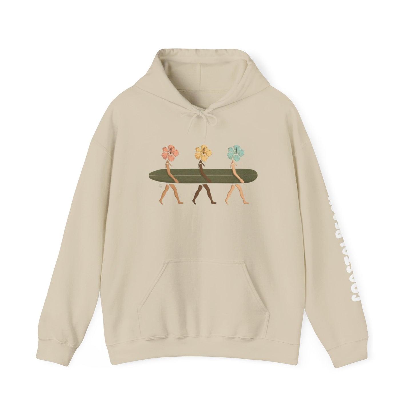 Flower Surfers Coastal Peach Hooded Sweatshirt