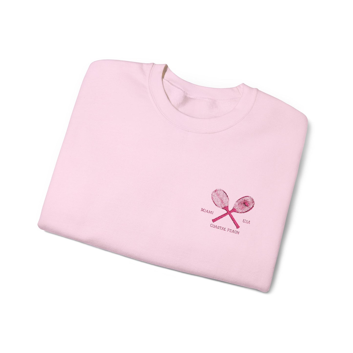 Tennis Club Embroidered Crewneck Baby Pink