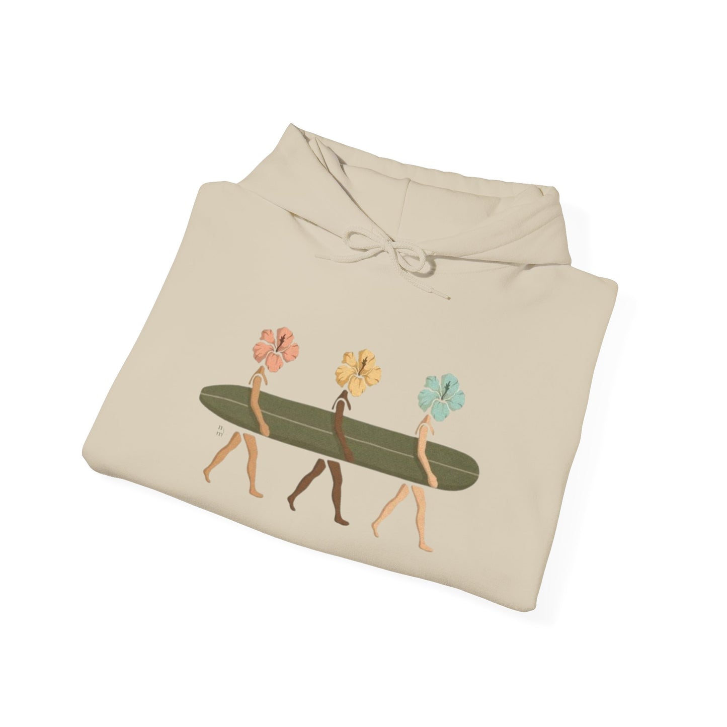 Flower Surfers Coastal Peach Hooded Sweatshirt